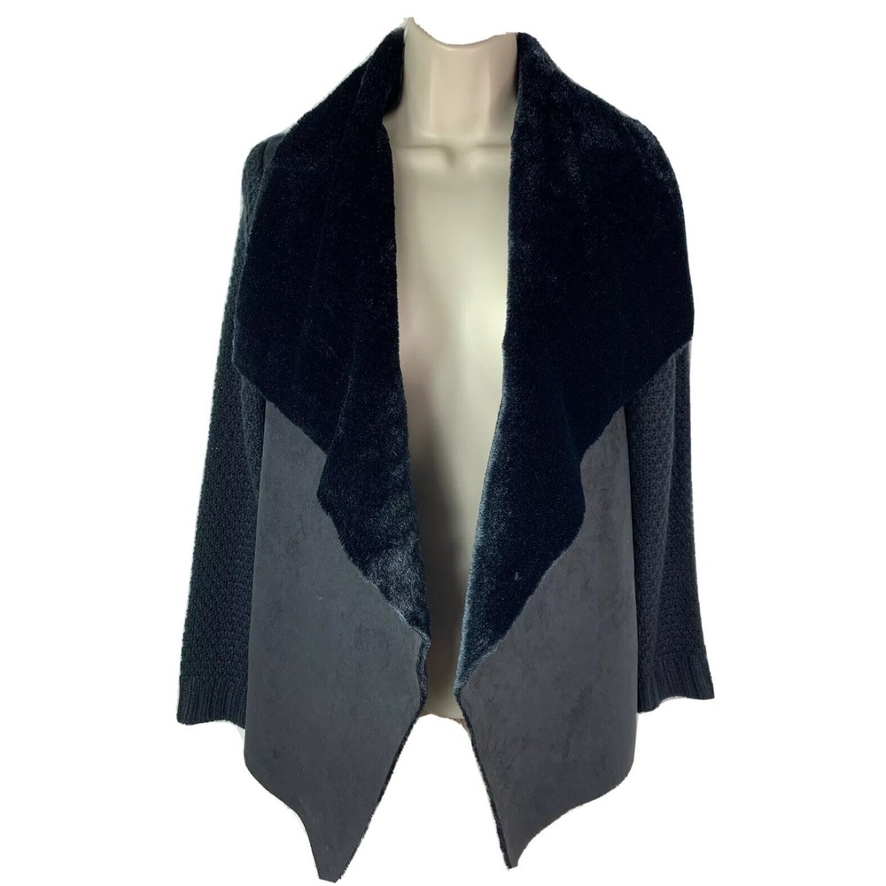 Melissa Paige Women's Size XS XSMALL Faux Fur Suede‎ Cardigan Sweater Jacket - Picture 10 of 12